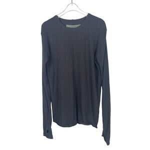 Enza Costa Cashmere Blend Crew Top Long Sleeve Thumb Holes Brown Sz Small